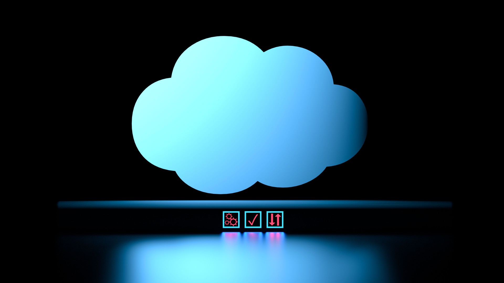 Cloud security concept. Cloud data banner. Use of data storage, server security. 3D render.